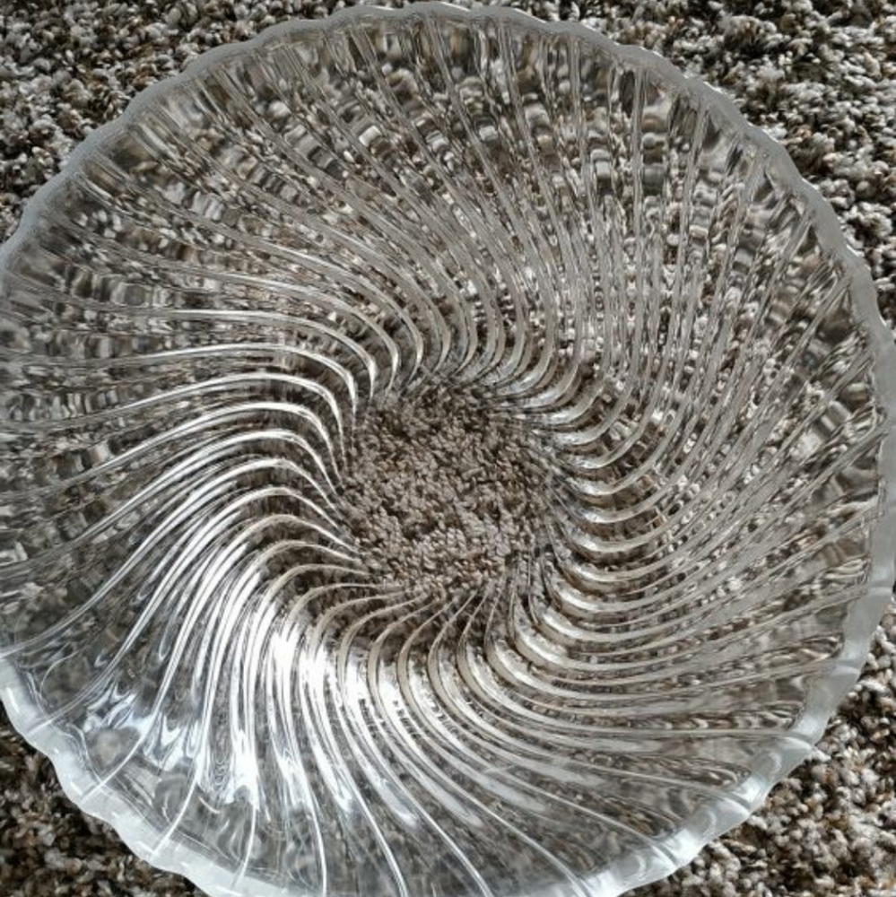 Big hand cut fluted glass salad bowl